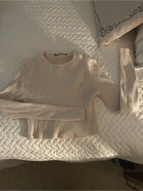 Zara Ribbed Cropped long sleeve - Cream